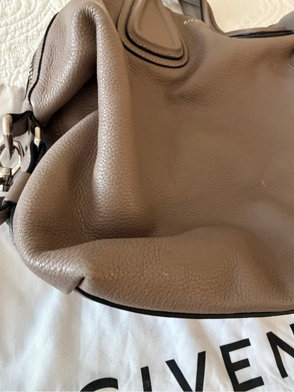 Givenchy Taupe Brown Nightingale Soft Leather Shoulder Bag